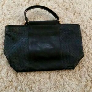 Giorgio Milani black genuine leather 2 handle zip top purse made in Italy